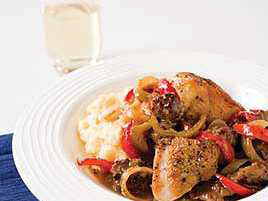 Spicy Italian-Style Chicken with Sausage, Peppers, and Onions Scarpariello