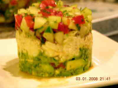 Crab Towers with Avocado & Gazpacho Salsas