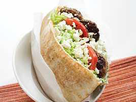 Gas-Grilled Greek-Style Lamb Pita Sandwiches with Tzatziki Sauce