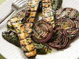 Grilled Zucchini and Red Onion with Lemon-Basil Vinaigrette