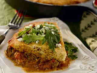 Zesty Italian Sausage Skillet with Sundried Tomato Cornbread Crust (cornbread cookoff winner)