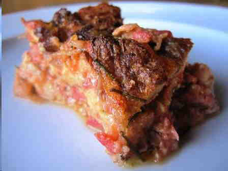 Savory Fresh Tomato Bread Pudding