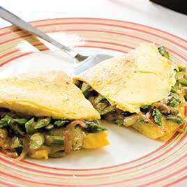 Asparagus Omelet with Roasted Peppers and Garlic