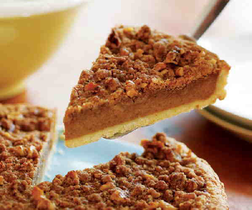 Bourbon Pumpkin Tart with Walnut Streusel