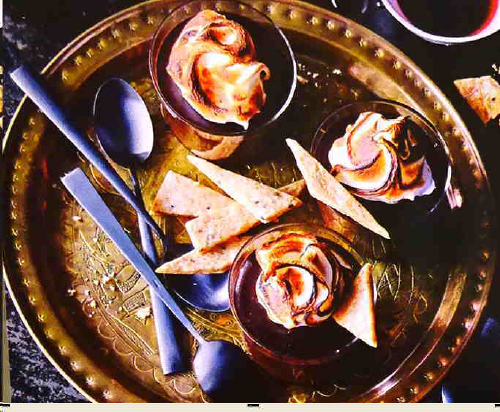 Chocolate and Pinot Noir S'mores Puddings with Espresso Shortbreads from Food & Wine