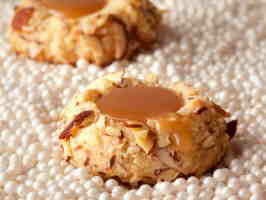 Salted Caramel Almond Thumbprint Cookies