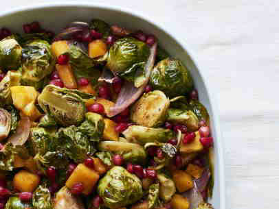 Brussels Sprouts with Butternut Squash and Pomegranate Seeds