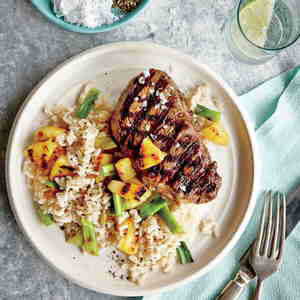 Grilled Steak with Pineapple Rice Recipe | MyRecipes.com