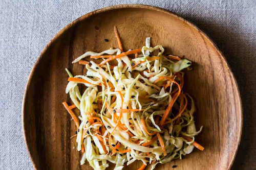 Crunchy Cabbage Salad with Miso-Ginger Dressing