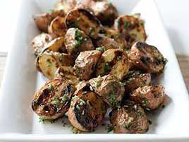 Grilled Potatoes with Garlic and Rosemary on a Gas Grill