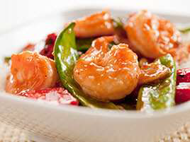 Stir-Fried Sichuan-Style Shrimp with Zucchini, Red Bell Pepper, and Peanuts