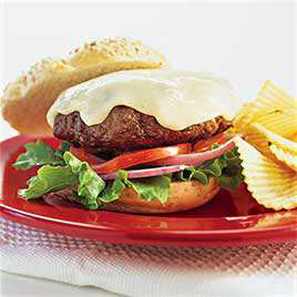 Well-Done Bacon Cheeseburgers on a Charcoal Grill