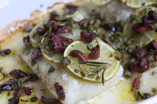 Baked Cod with Olives and Limes