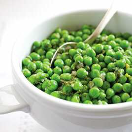 Sautéed Peas with Ham and Chives