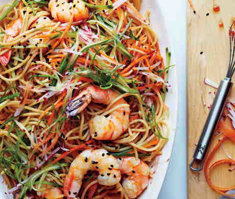 Sesame Rice Noodles with Shrimp