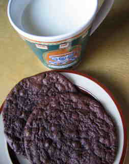 Deep, dark chocolate cookies with walnuts