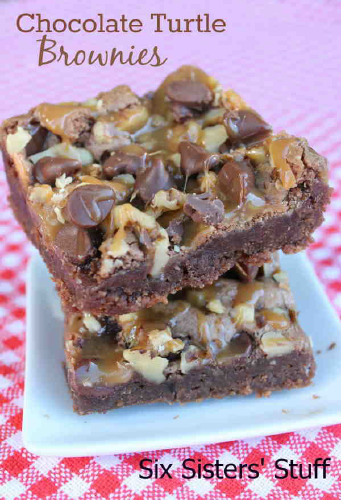 Chocolate Turtle Brownies Recipe | Six Sisters' Stuff