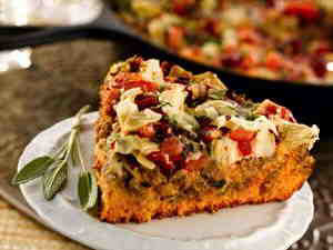 Roasted Red Pepper, Sage and Sausage Cornbread Dinner
