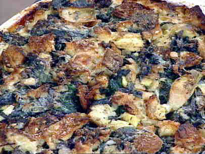 Savory Spinach and Artichoke Bread Pudding