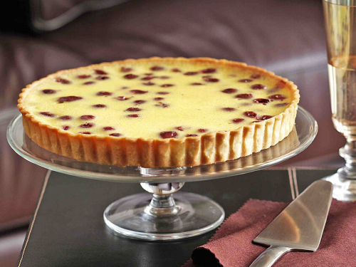 Sour cherry custard tart