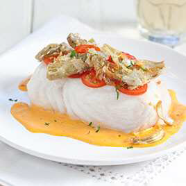 Poached Fish Fillets with Miso-Ginger Vinaigrette