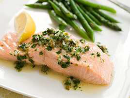 Poached Salmon with Herb and Caper Vinaigrette