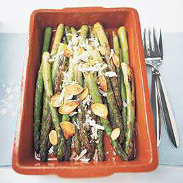 Pan-Roasted Asparagus with Toasted Garlic and Parmesan