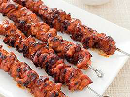 Charcoal-Grilled Barbecued Chicken Kebabs
