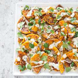Roasted Butternut Squash with Yogurt and Sesame Seeds