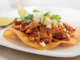 Spicy Mexican Shredded Pork Tostadas (Tinga)