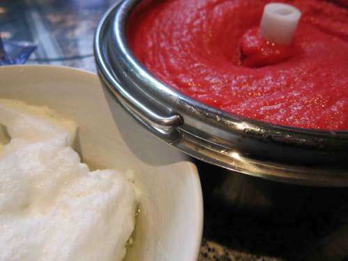 Raspberry sorbet (prepared with Italian meringue)