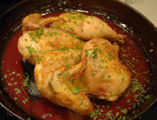 Wolfgang Puck's Pan-Roasted Chicken with mustard and port