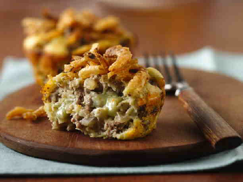 Impossibly Easy Mini Blue Cheeseburger Pies