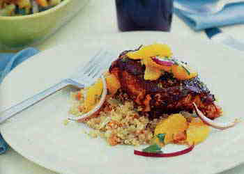 Chile-Glazed Salmon with Orange SalsaGourmet |  August 2000