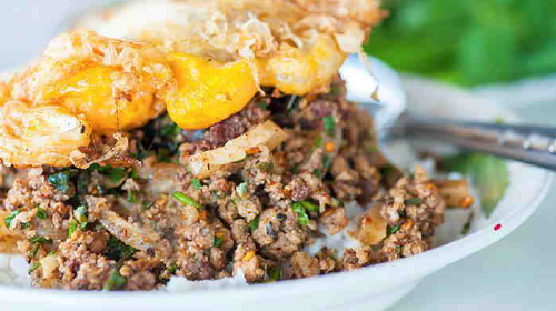 Thai Stir-Fried Minced Beef with Chiles and Basil from Bleu Ribbon Kitchen
