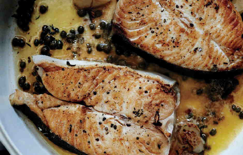 Butter-Basted Halibut Steaks with Capers