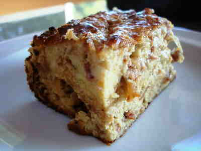 Savory Bread Pudding with Bacon and Caramelized Onions