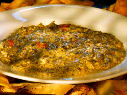 Artichoke Spinach Dip with Roasted Red Bell Peppers from Guy Fieri