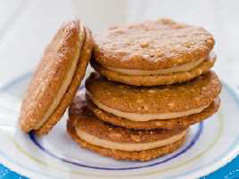 Peanut Butter Sandwich Cookies with Milk Chocolate Filling